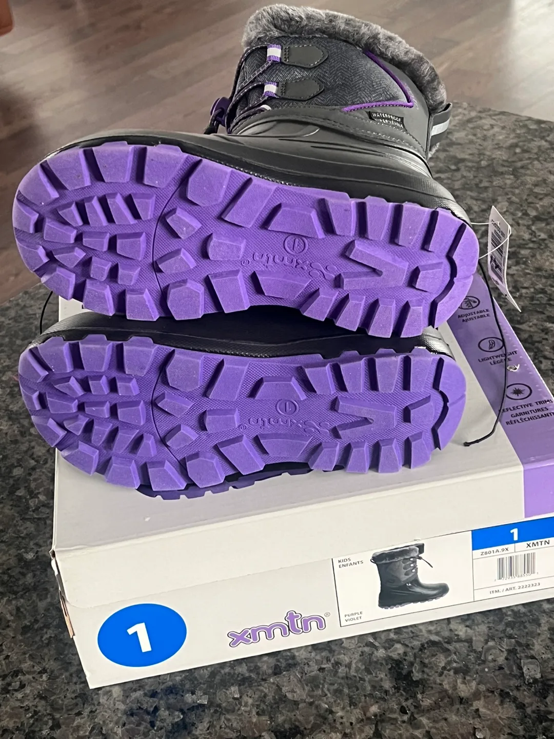 XMTN Kids Winter Boots - Size 1 - Purple & Grey image indicator(4)