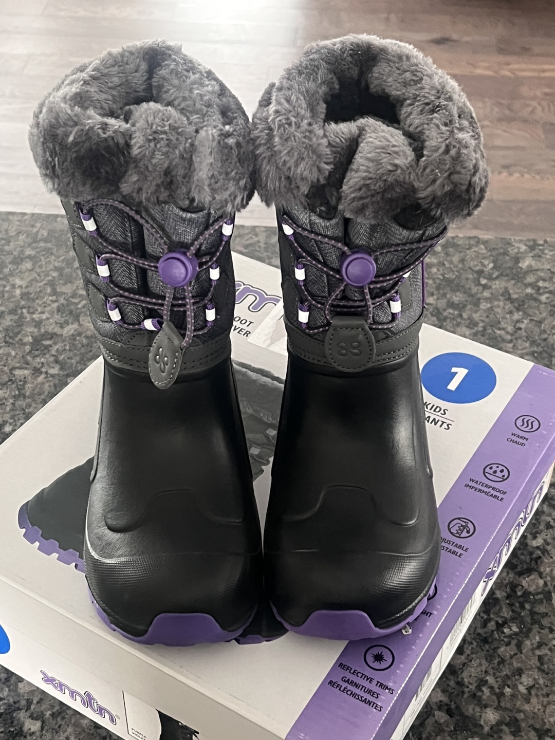 XMTN Kids Winter Boots - Size 1 - Purple & Grey - photo 3
