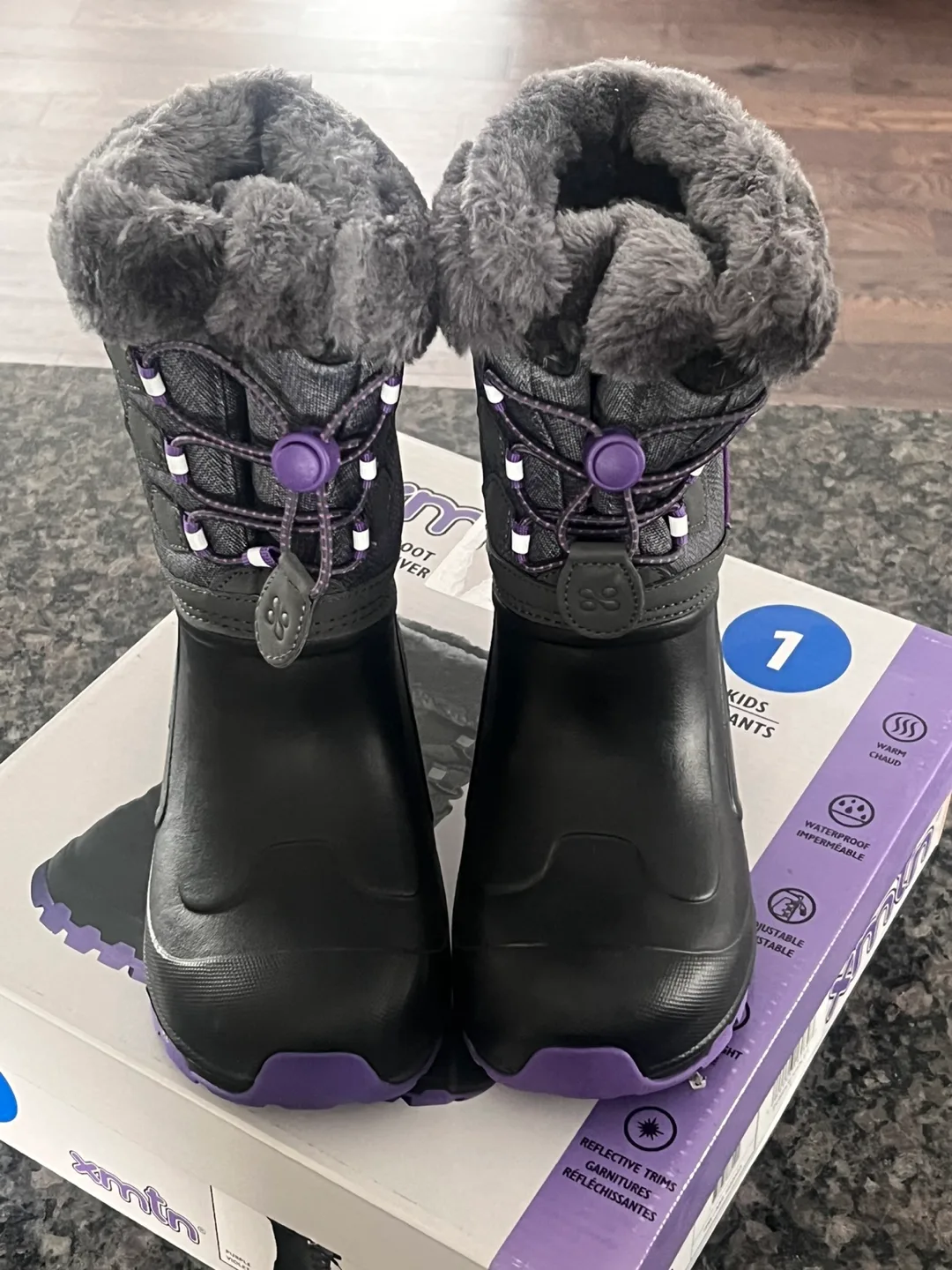 XMTN Kids Winter Boots - Size 1 - Purple & Grey image indicator(3)