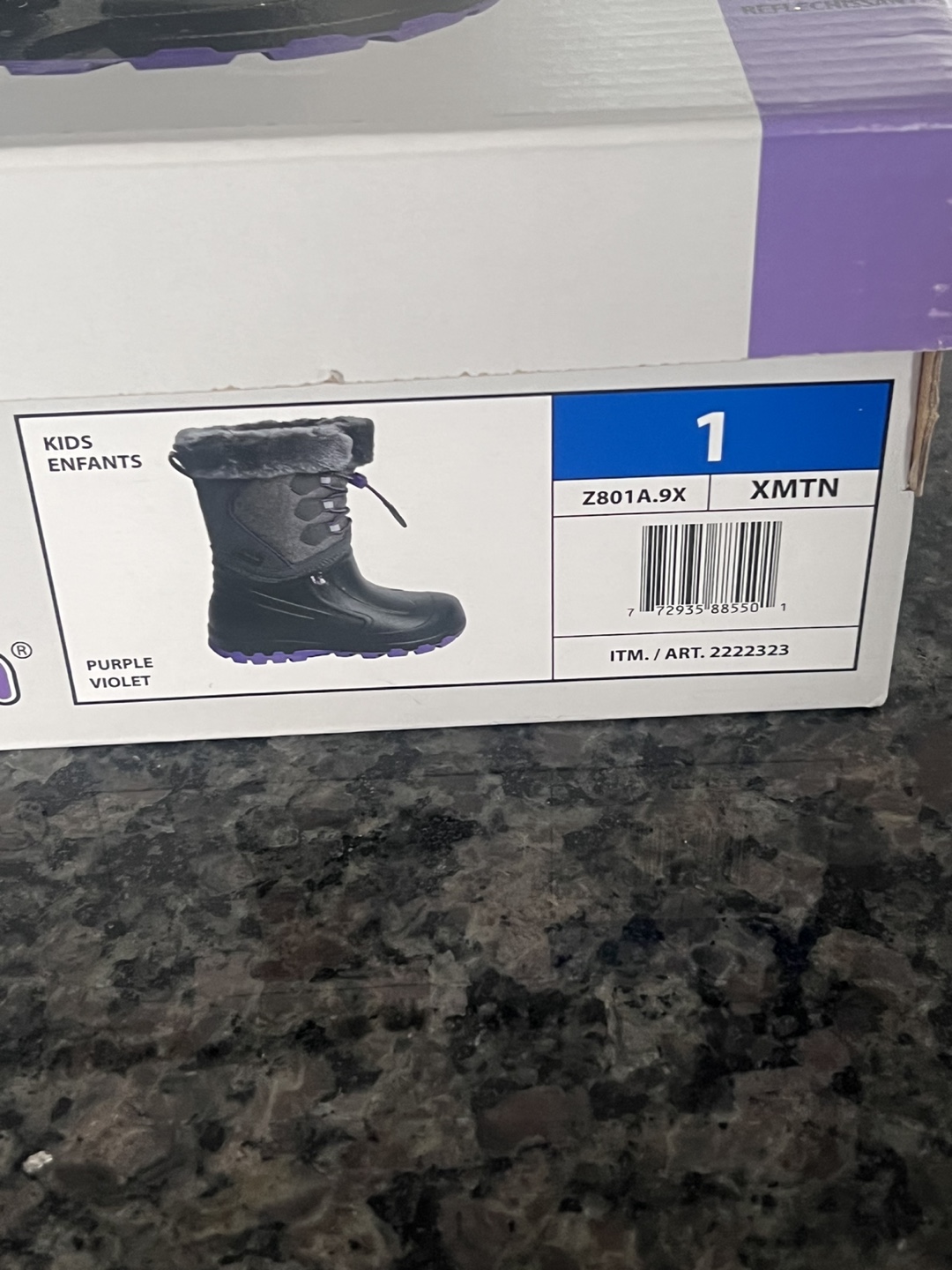 XMTN Kids Winter Boots - Size 1 - Purple & Grey - photo 2