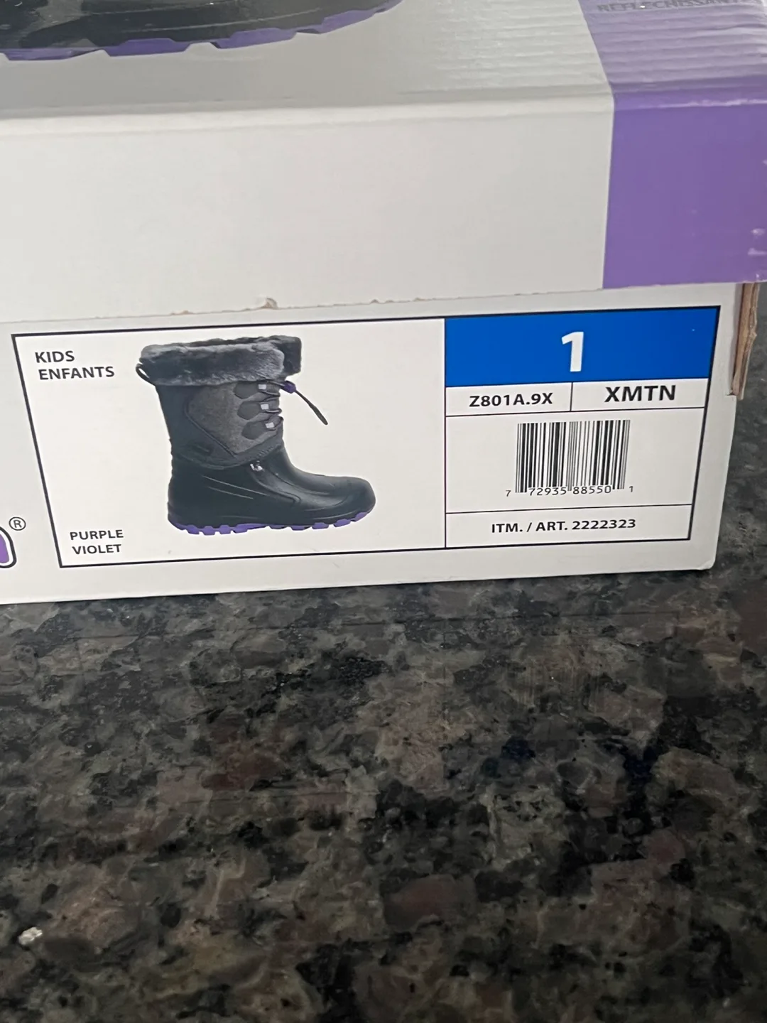 XMTN Kids Winter Boots - Size 1 - Purple & Grey image indicator(2)