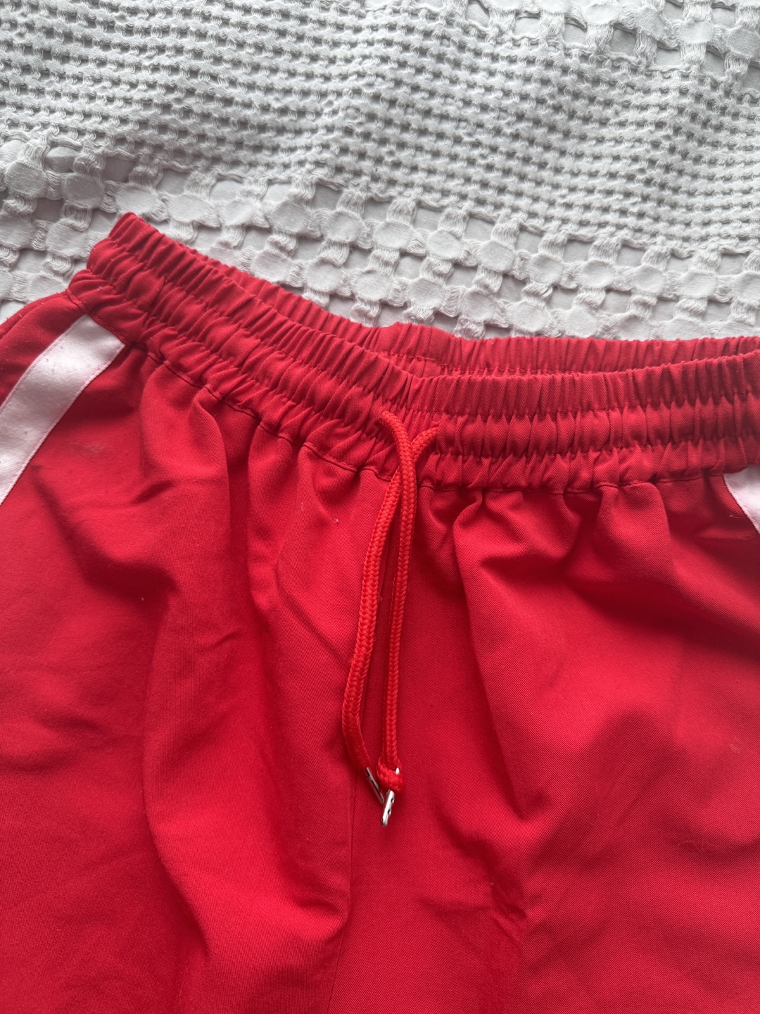 Red track pants with white stripe - photo 2