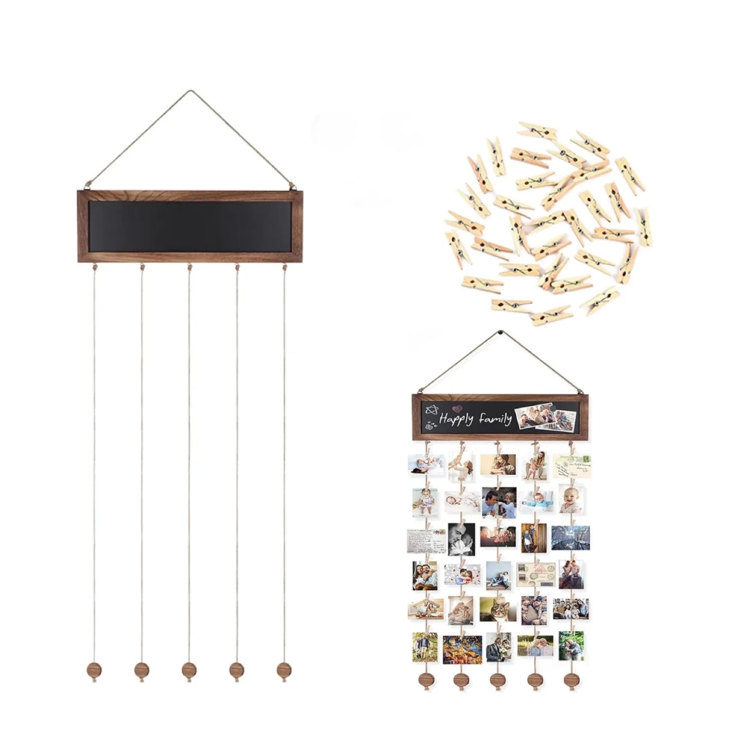 Rustic Wooden Photo Display with Chalkboard Sign image indicator(2)