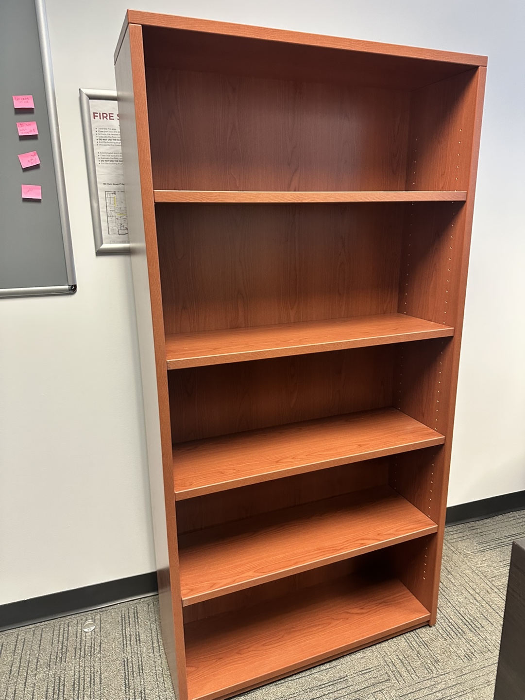 Cherry Wood 5-Shelf Bookcase