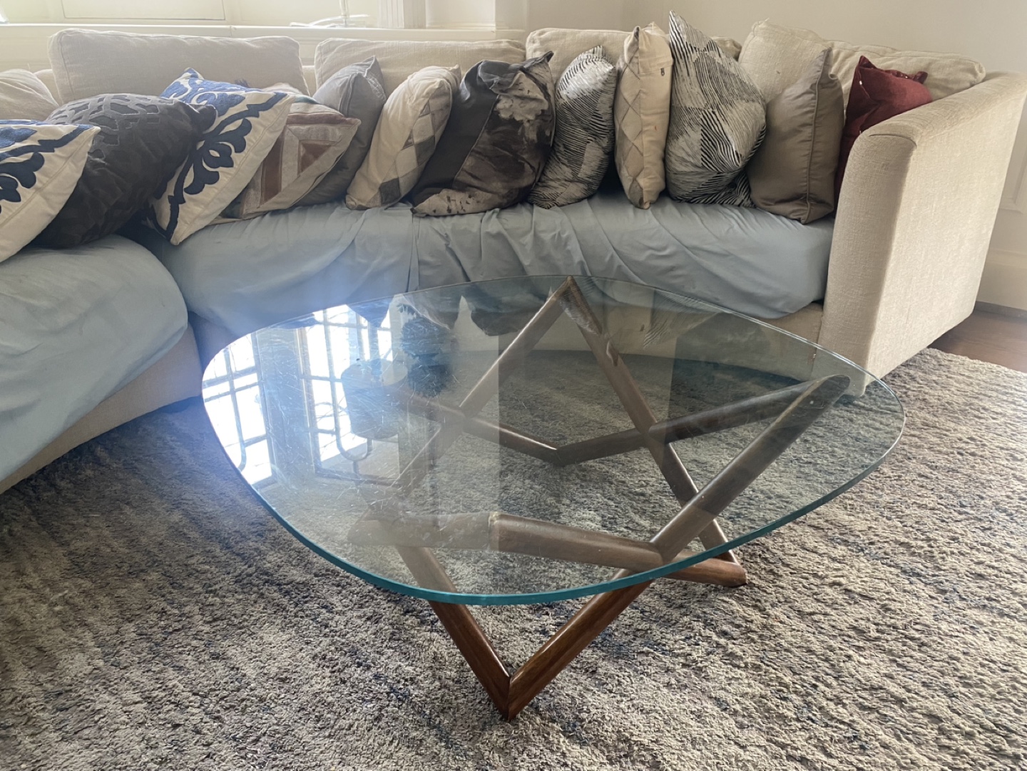 Modern Glass and Wood Coffee Table