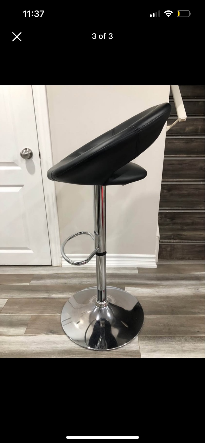 Modern Black Leather Bar Stool - photo 3