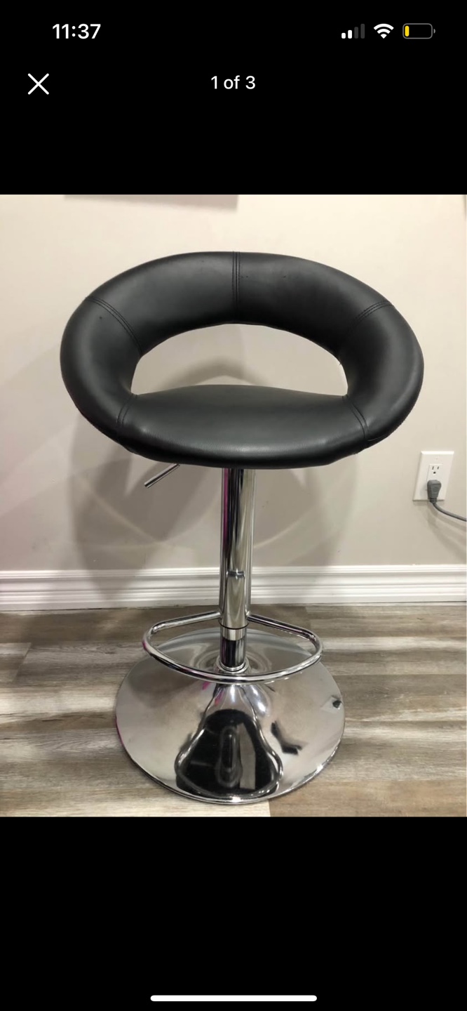 Modern Black Leather Bar Stool