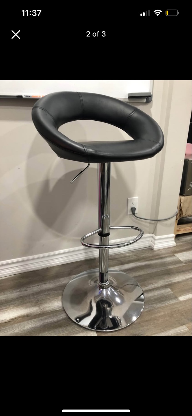 Modern Black Leather Bar Stool - photo 2
