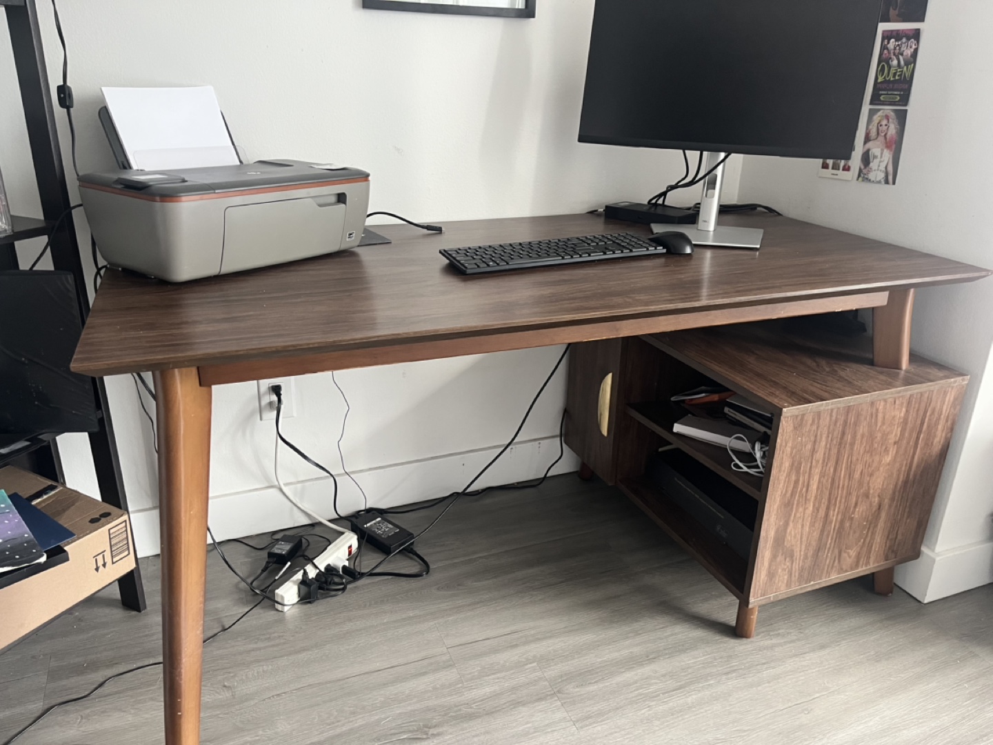 Mid-Century Modern Desk with Filing Cabinet