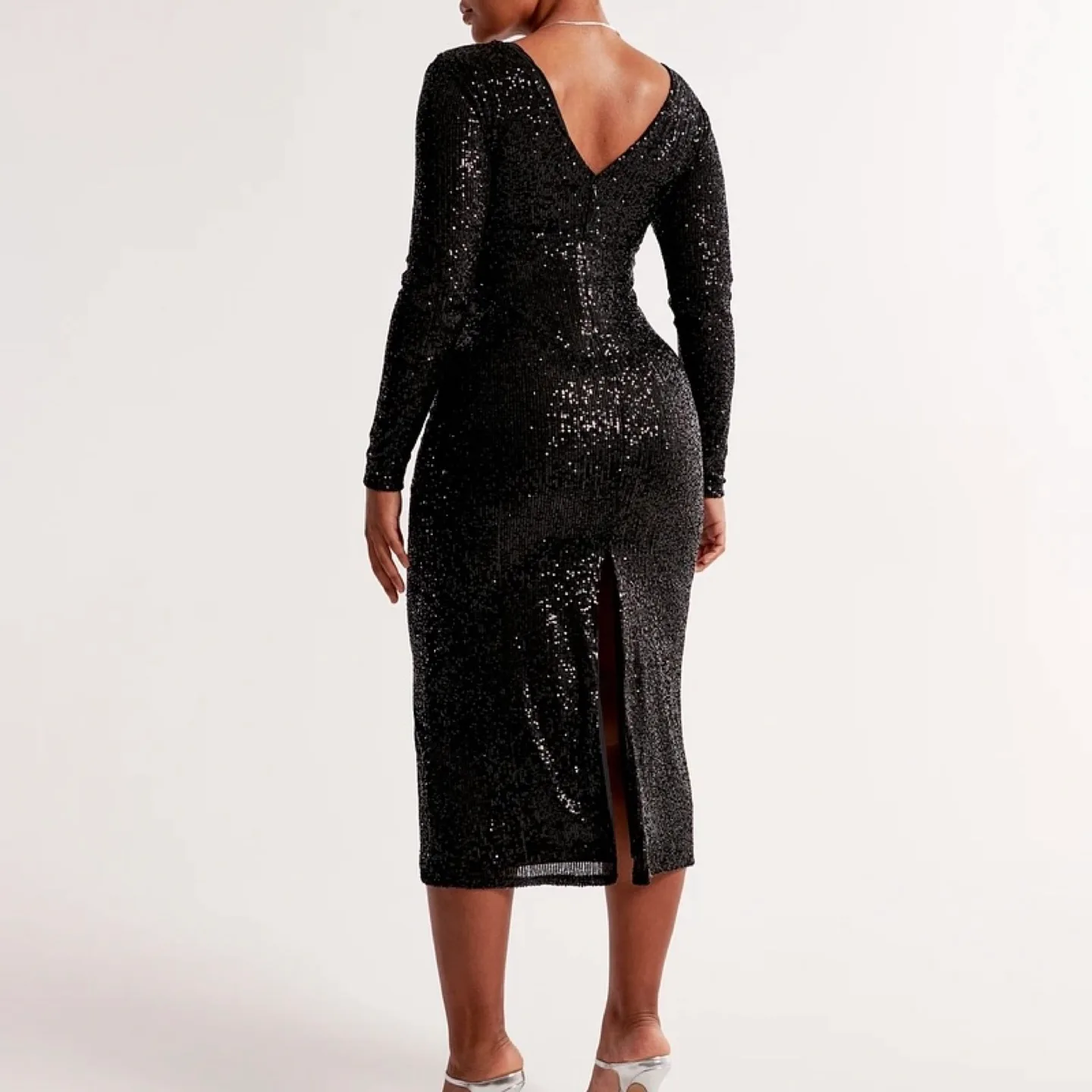 New Black Sequin Midi Dress - Large 🇨🇦 image indicator(3)
