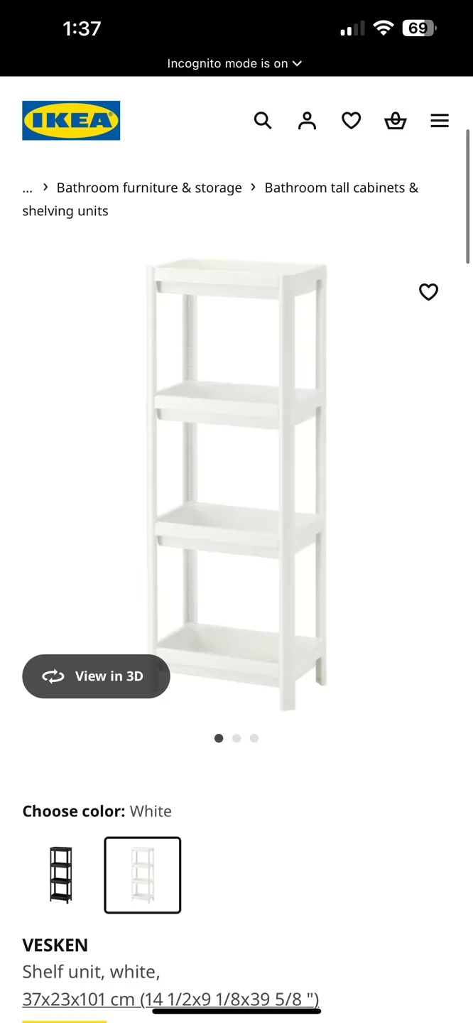 IKEA VESKEN White Plastic Shelf Unit thumbnail