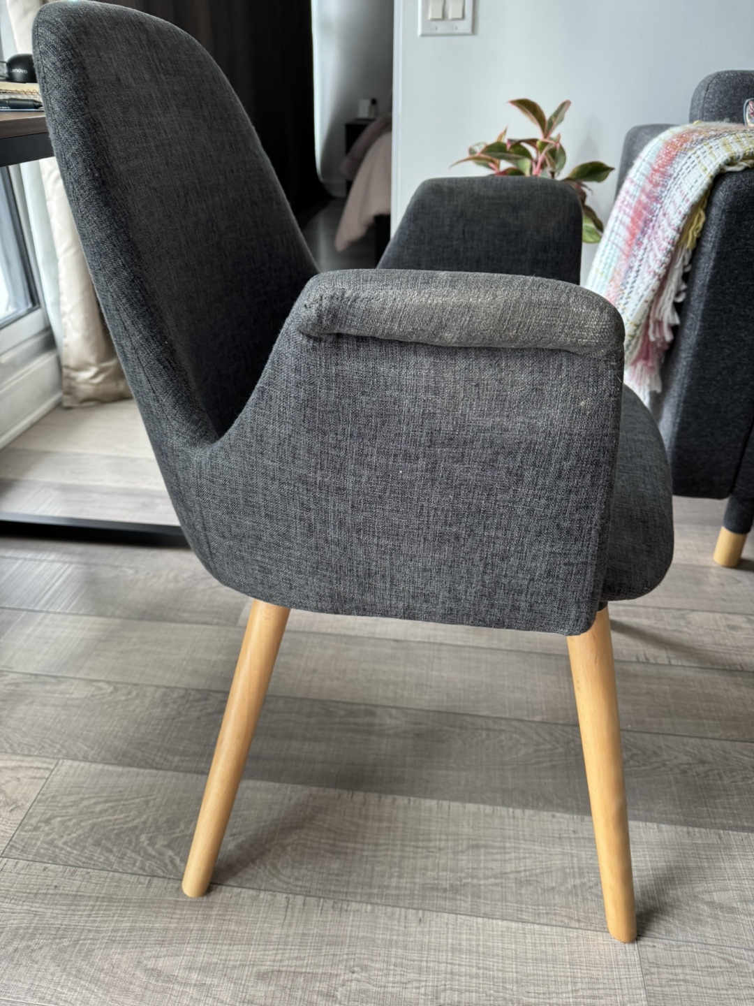 Armchair with Wooden Legs - Dark Grey Fabric - photo 3