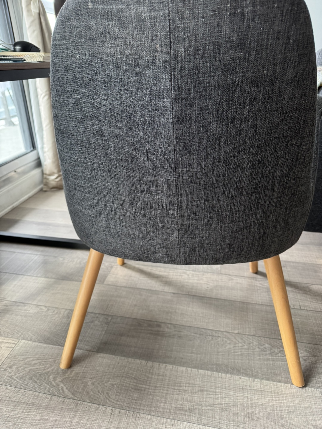Armchair with Wooden Legs - Dark Grey Fabric - photo 4