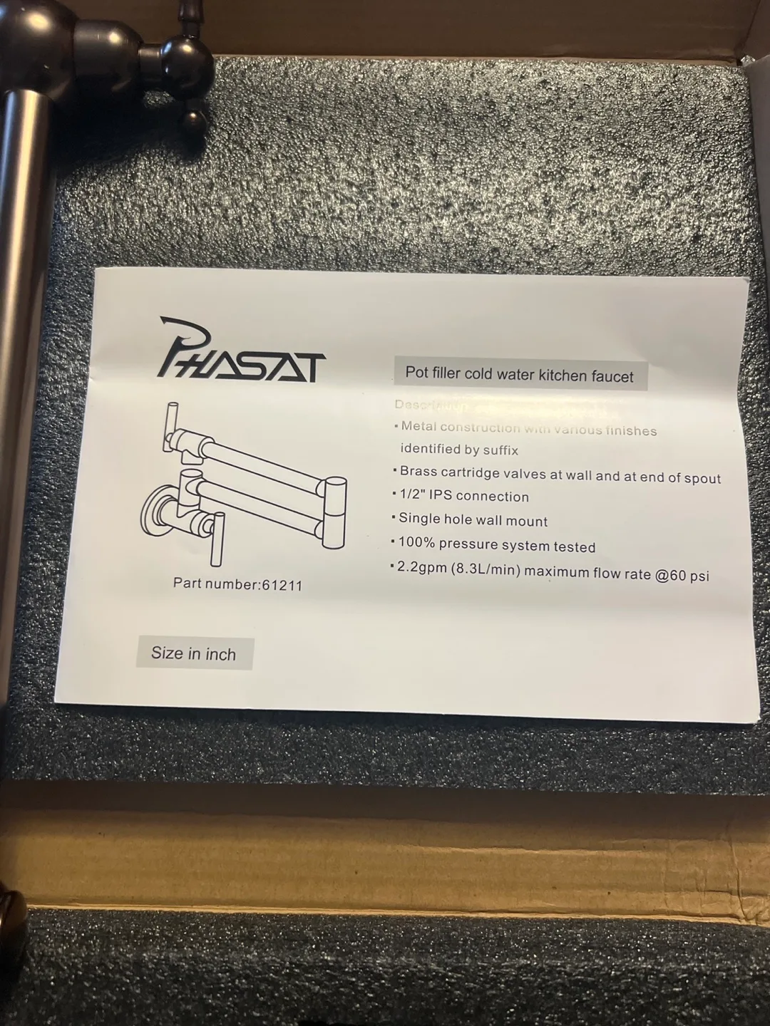 Phasat Pot Filler WALL Faucet - Oil Rubbed Bronze image indicator(3)