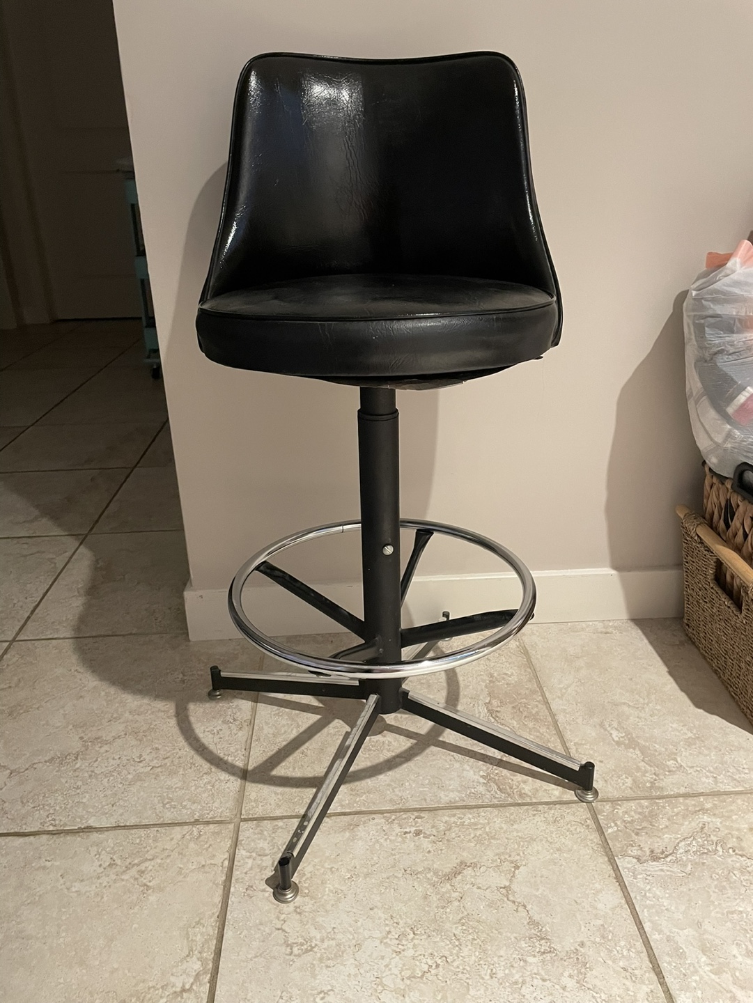 Vintage Black Swivel Bar Stool