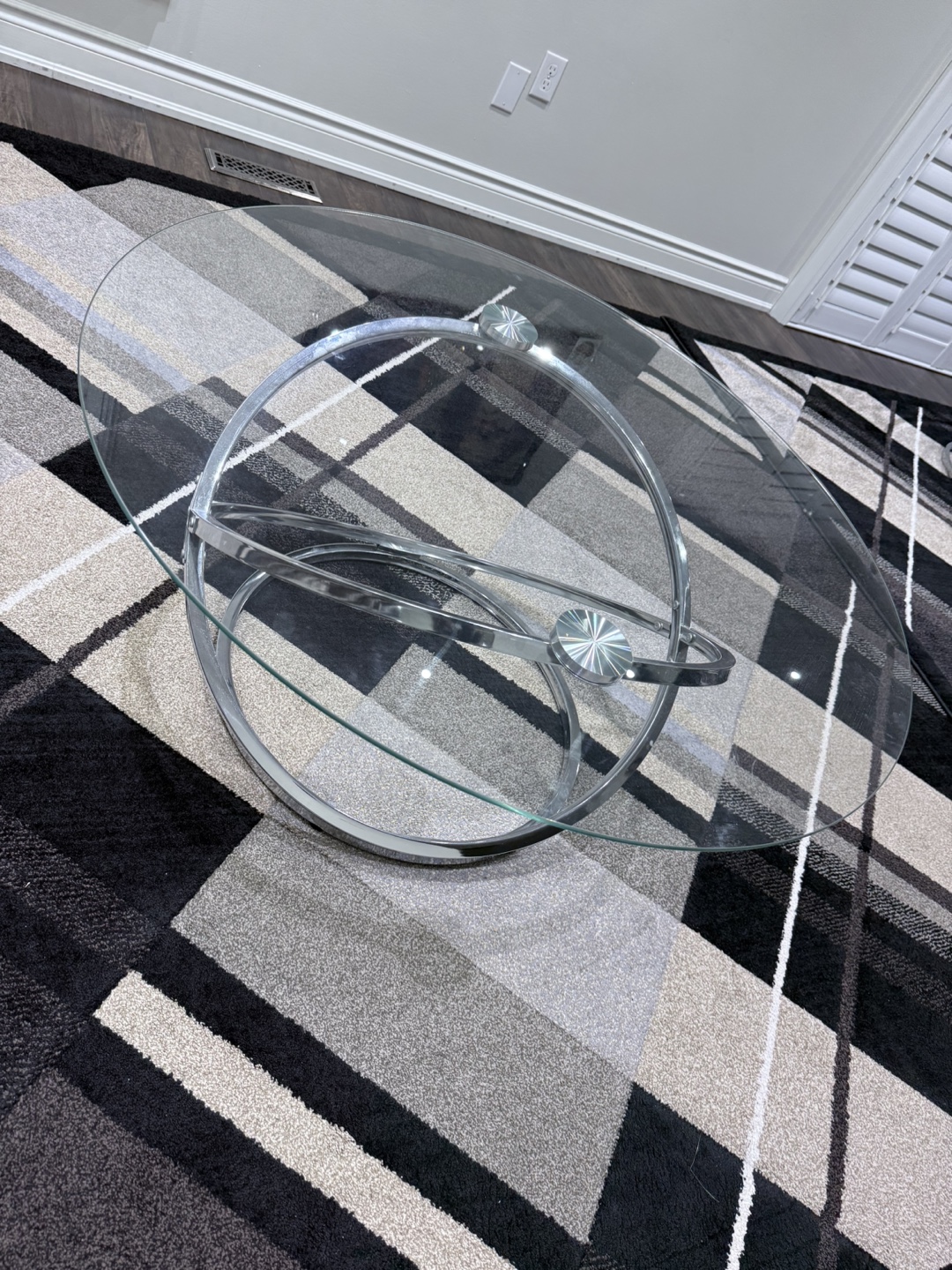 Round Glass Coffee Table with Chrome Frame