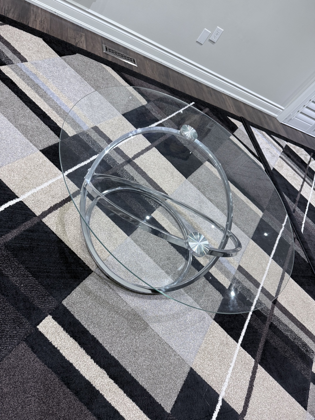 Round Glass Coffee Table with Chrome Frame - photo 2