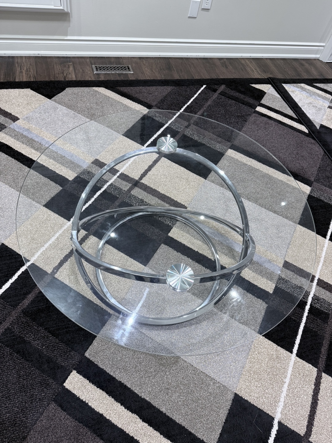 Round Glass Coffee Table with Chrome Frame - photo 3