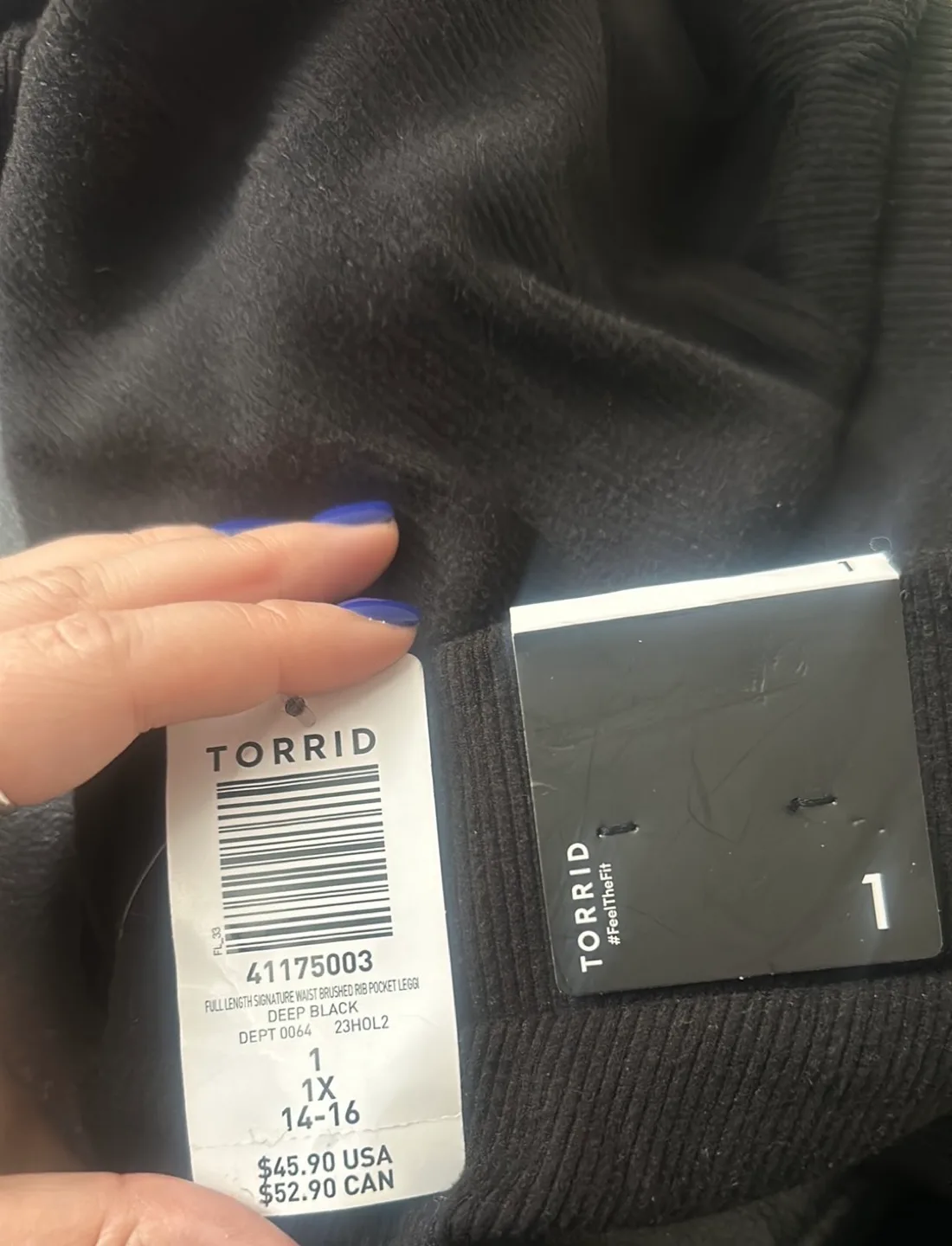 Torrid 1X Black Ribbed Leggings image indicator(3)