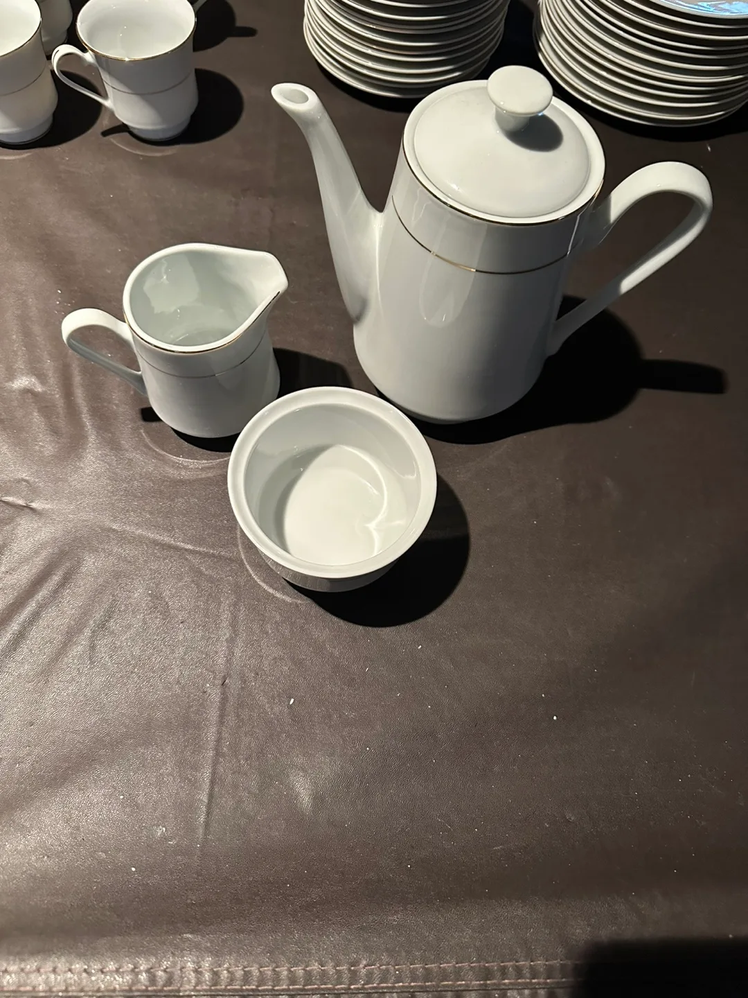 Vintage White Tea/Coffee Set with Gold Accents