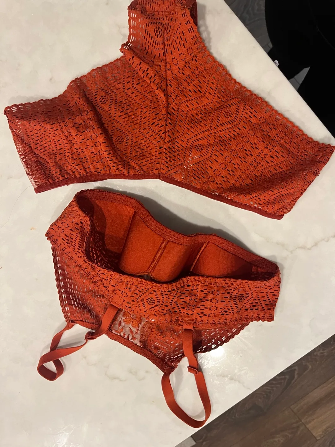 Gorgeous Burnt Orange Lace Bralette and Panty Set image indicator(2)