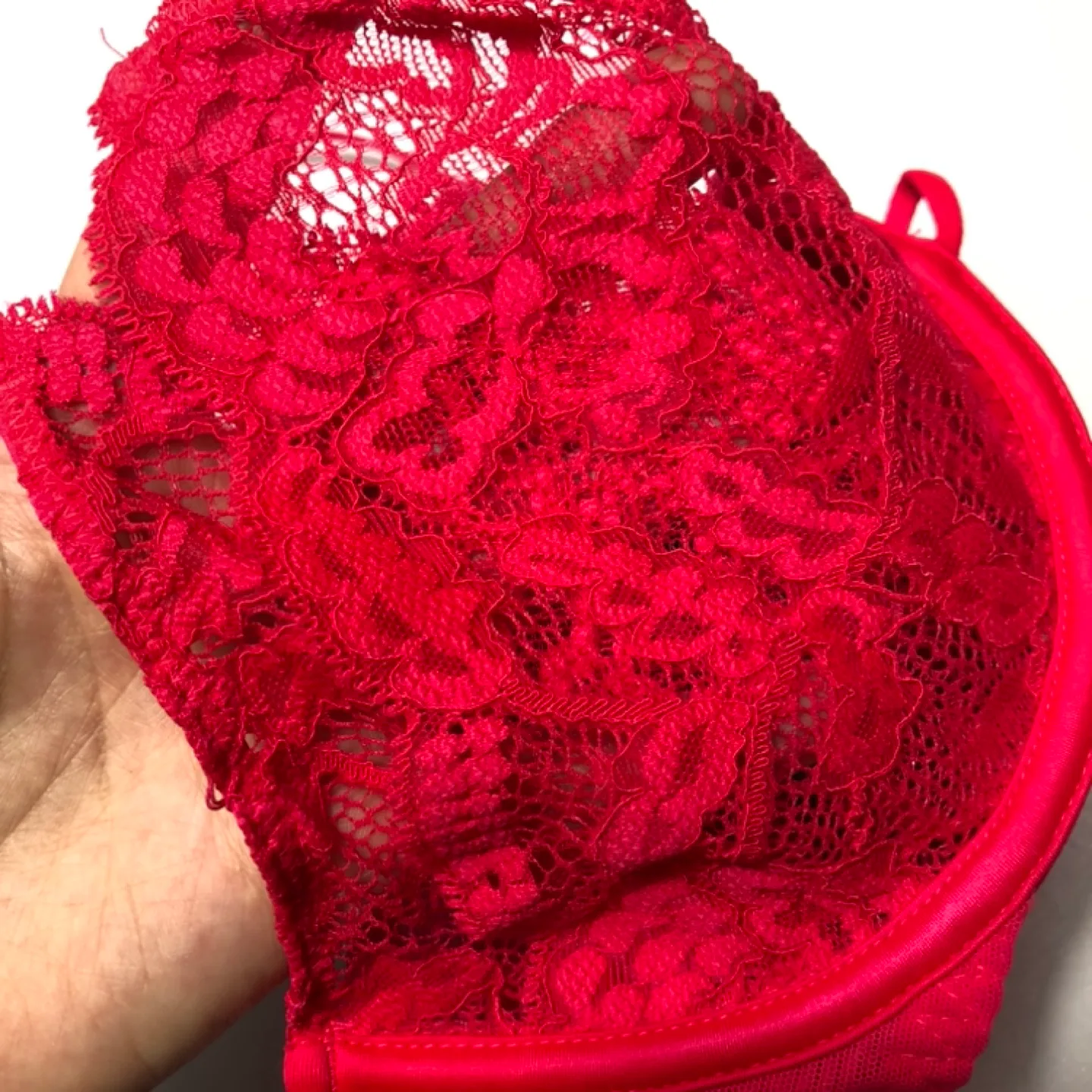 La Senza Red Lace Bralette with Rhinestone Straps image indicator(6)