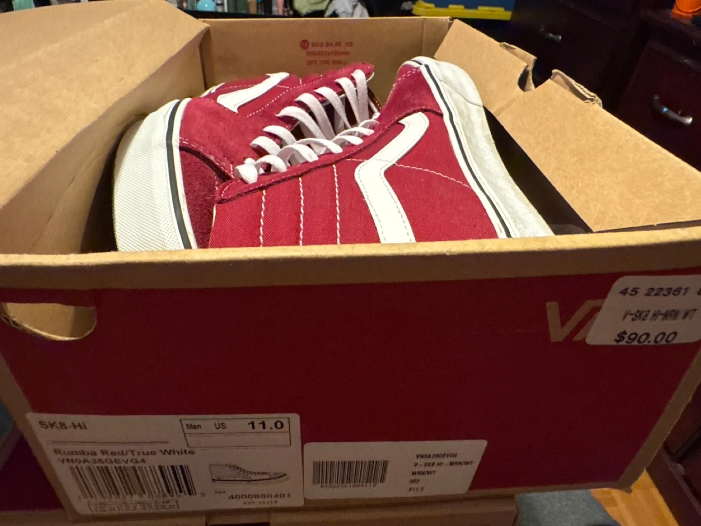 Vans Sk8-Hi High Top Sneakers - Rumba Red/True White - Men's 11 image indicator(2)