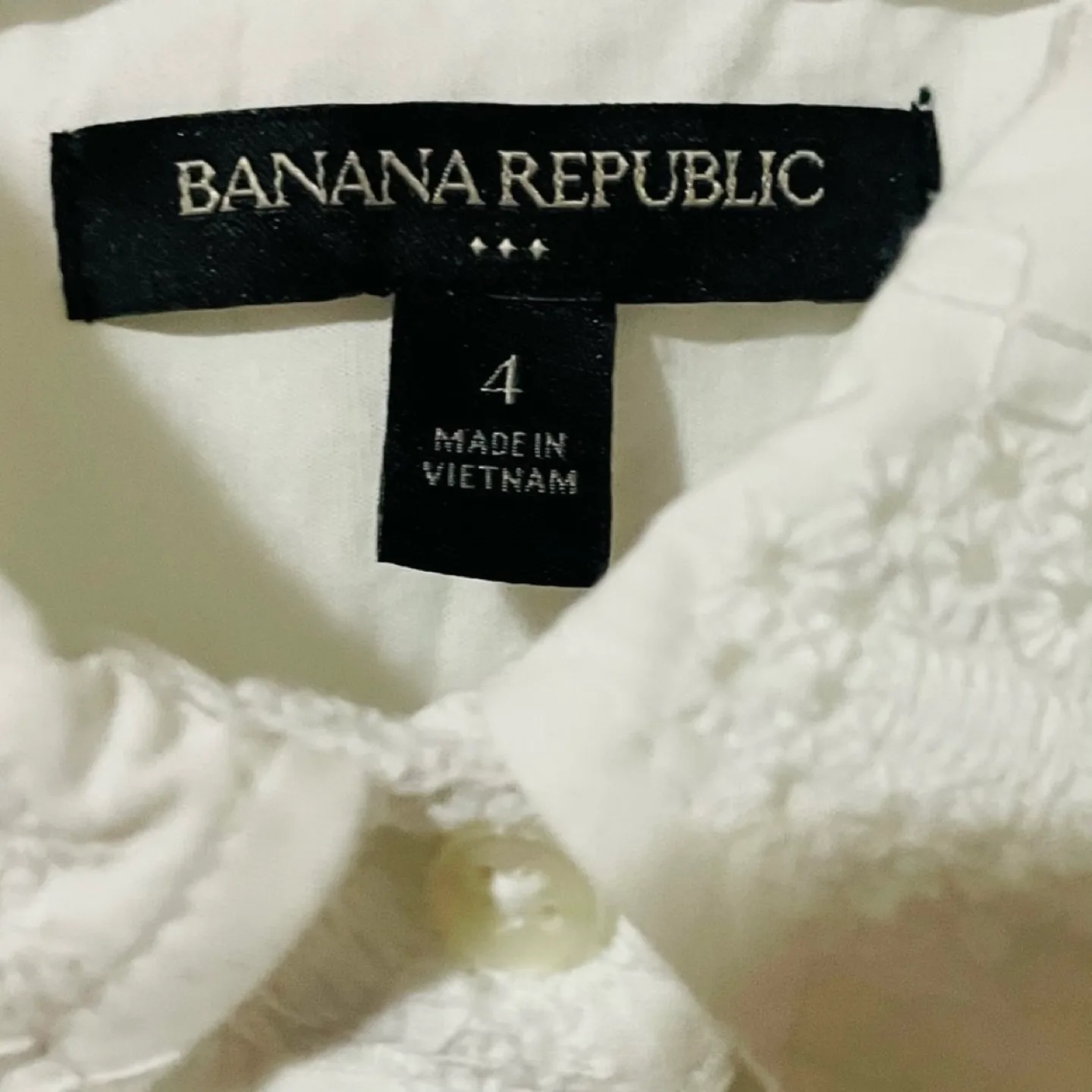 Banana Republic White Fully Lined, Belted Cotton Eyelet Dress image indicator(8)