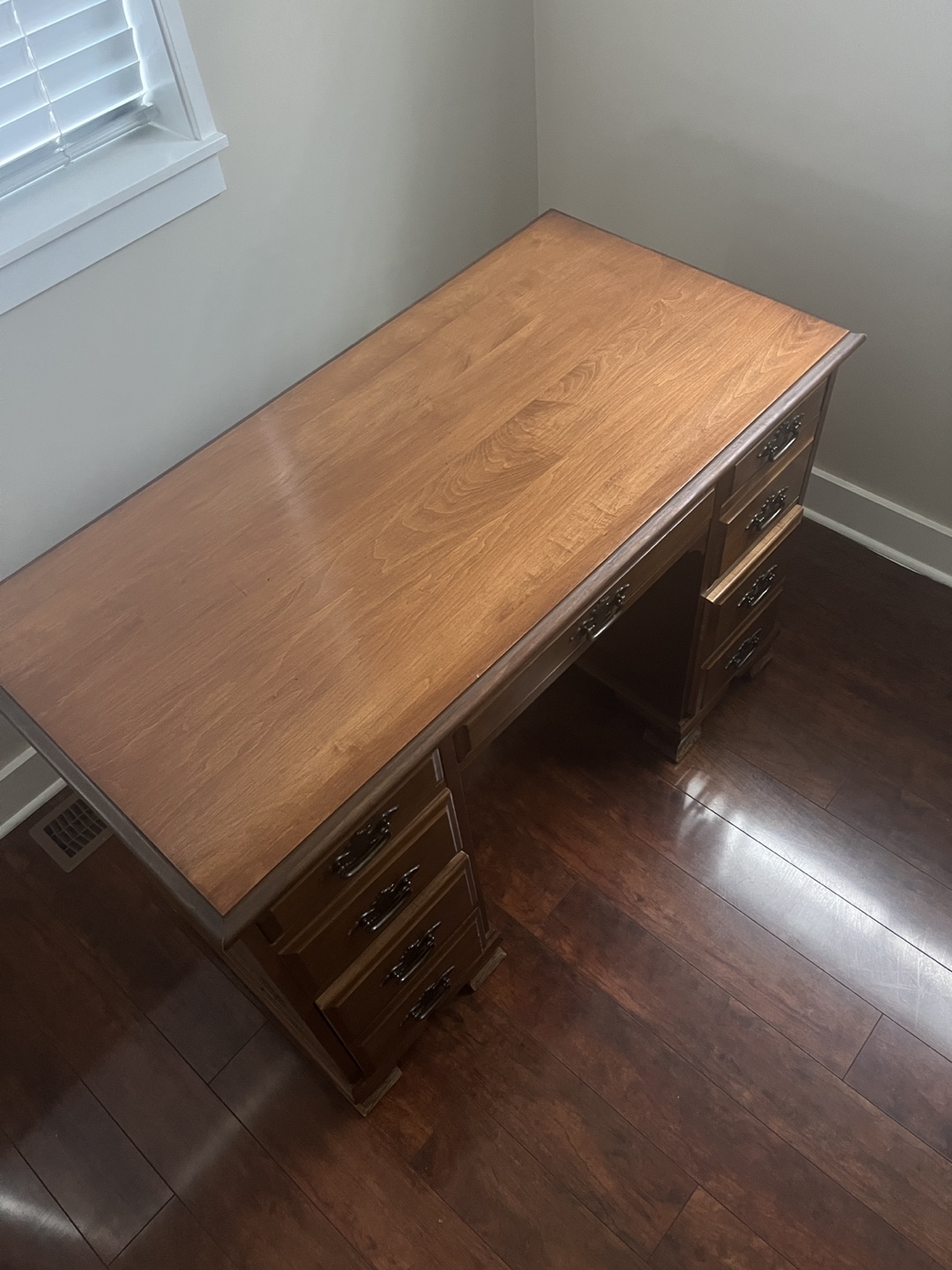 Vintage Wooden Desk with Drawers - photo 2