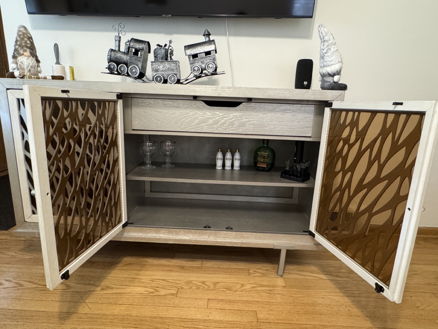 Three-Door Accent Cabinet with Unique Laser-Cut Design - photo 5