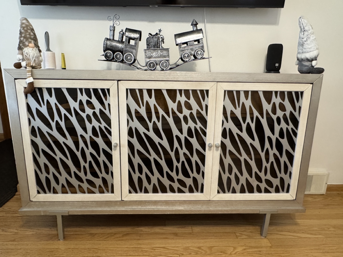 Three-Door Accent Cabinet with Unique Laser-Cut Design
