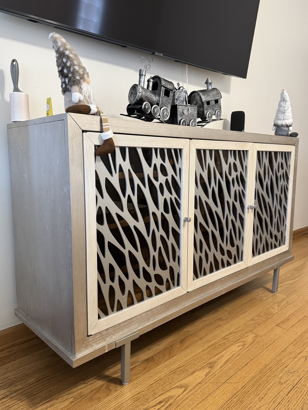Three-Door Accent Cabinet with Unique Laser-Cut Design - photo 3
