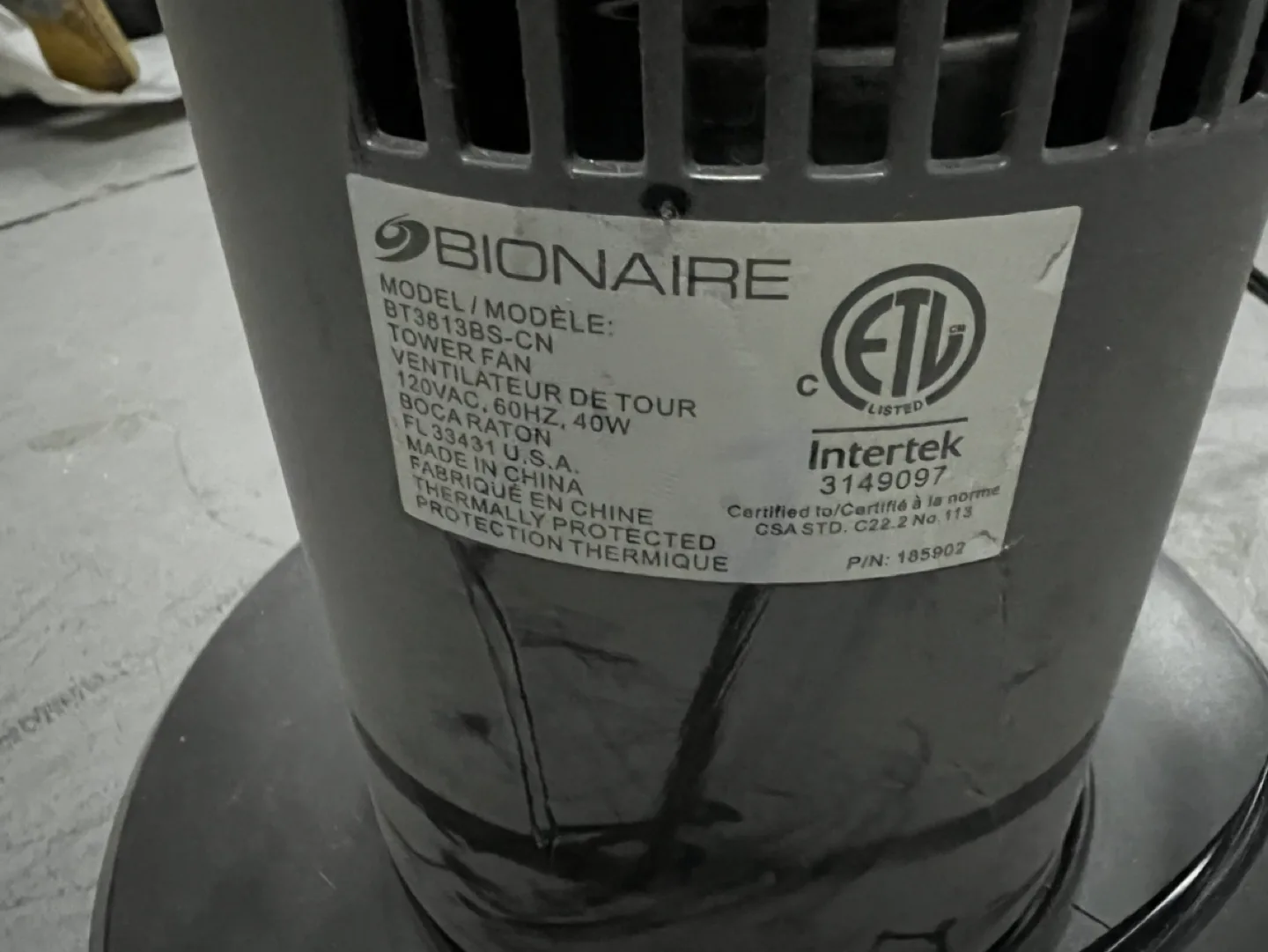 Bionaire 30-inch Tower Fan image indicator(2)