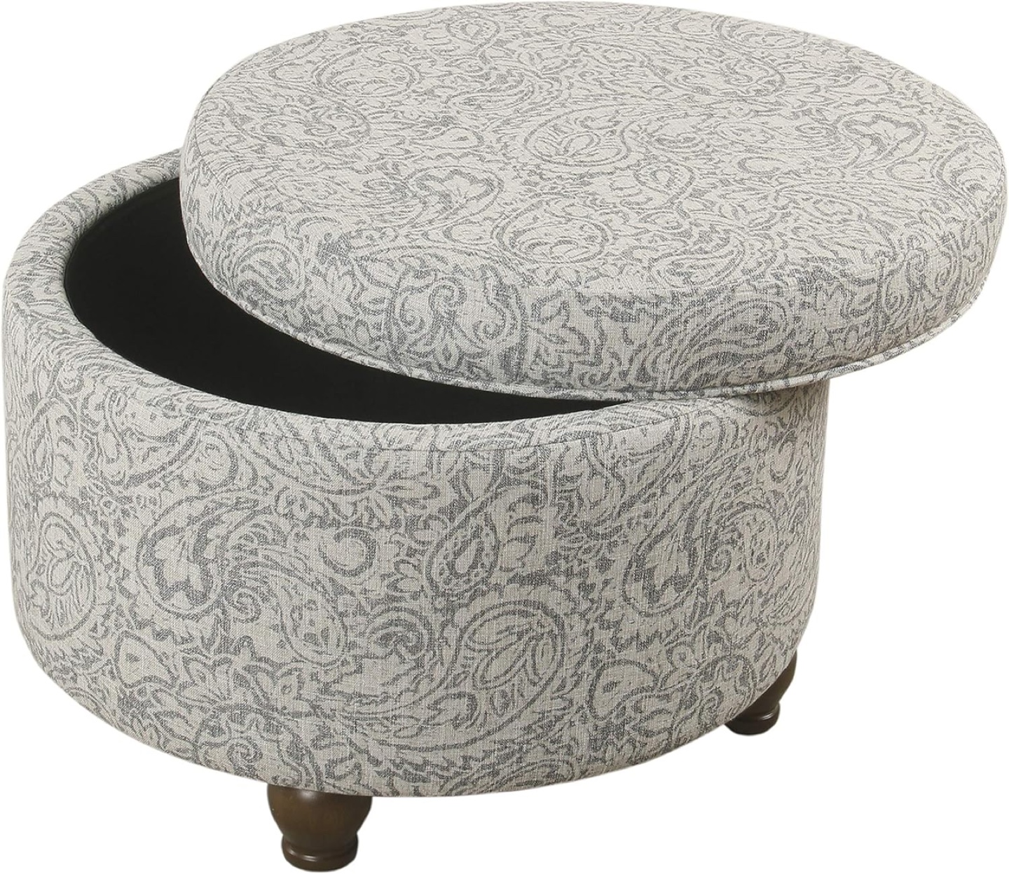 HomePop Round Storage Ottoman, Gray Floral - photo 3