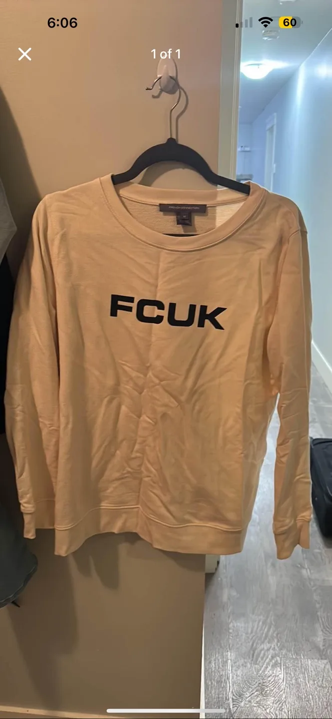 French Connection FCUK Beige Crewneck Sweatshirt