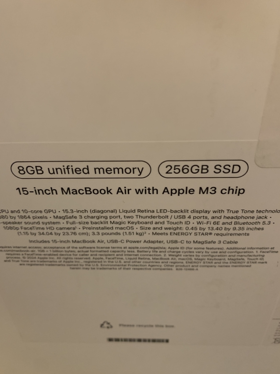 15-inch MacBook Air with Apple M3 Chip - 8GB RAM, 256GB SSD - photo 3