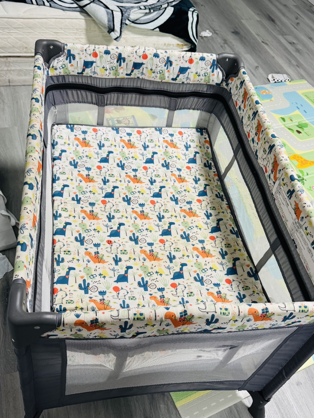 Portable Playard with Dinosaur Print