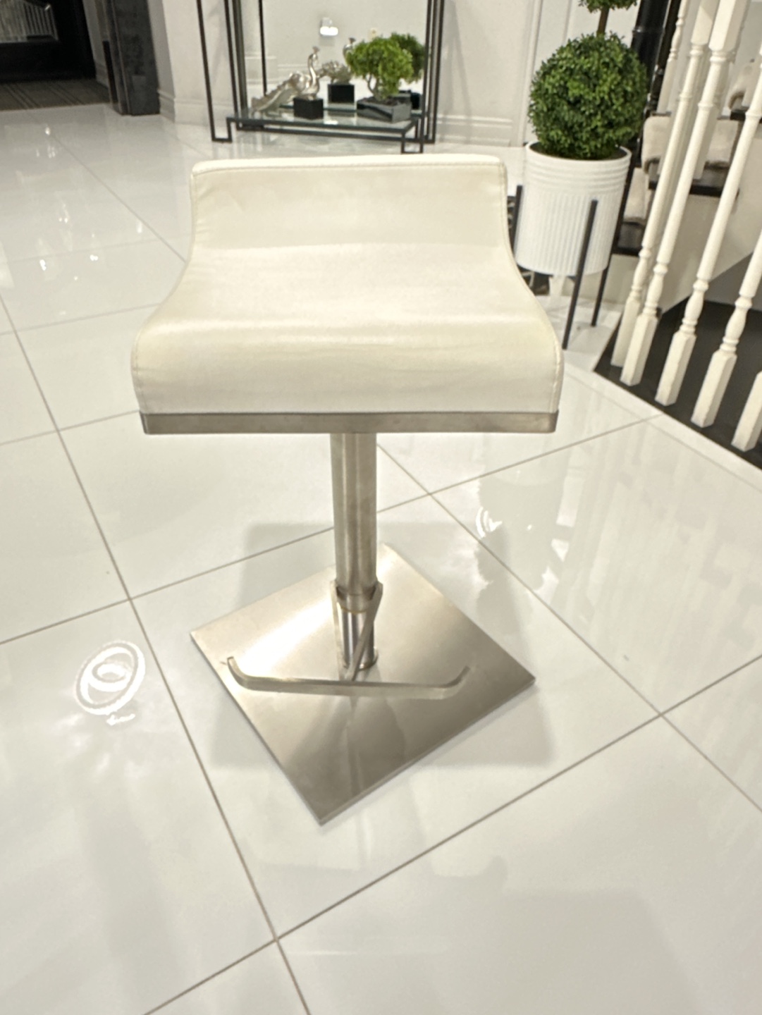 Modern White Leather Bar Stool