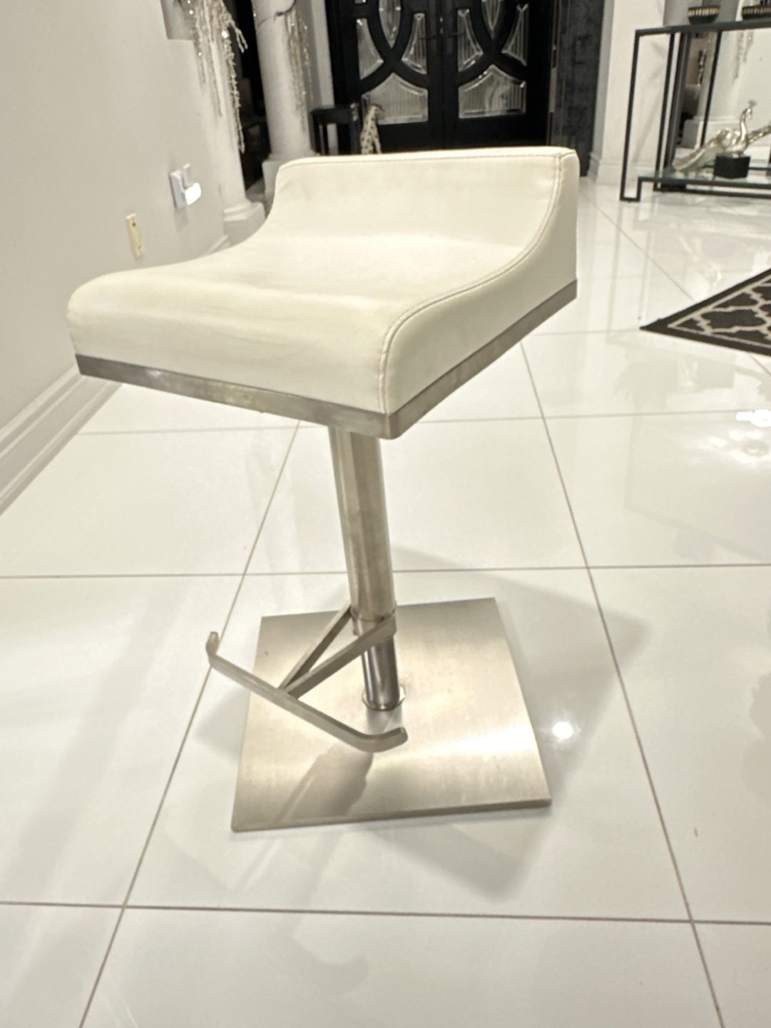 Modern White Leather Bar Stool - photo 2