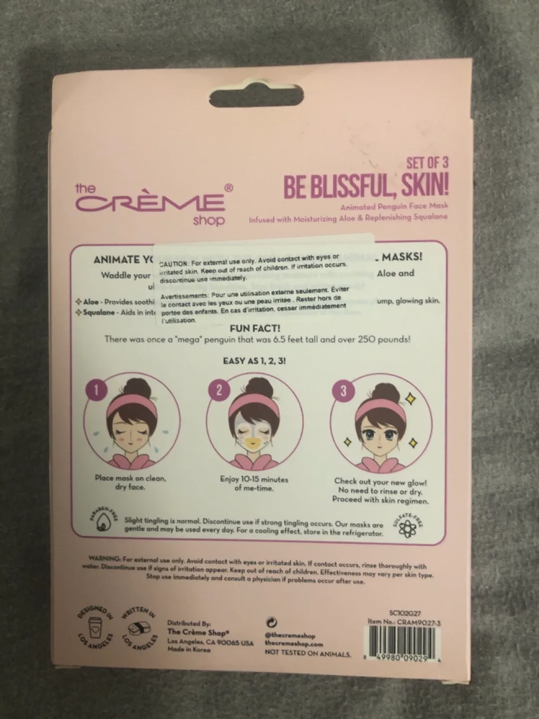 The Crème Shop Animated Penguin Face Mask Set of 3 image indicator(2)