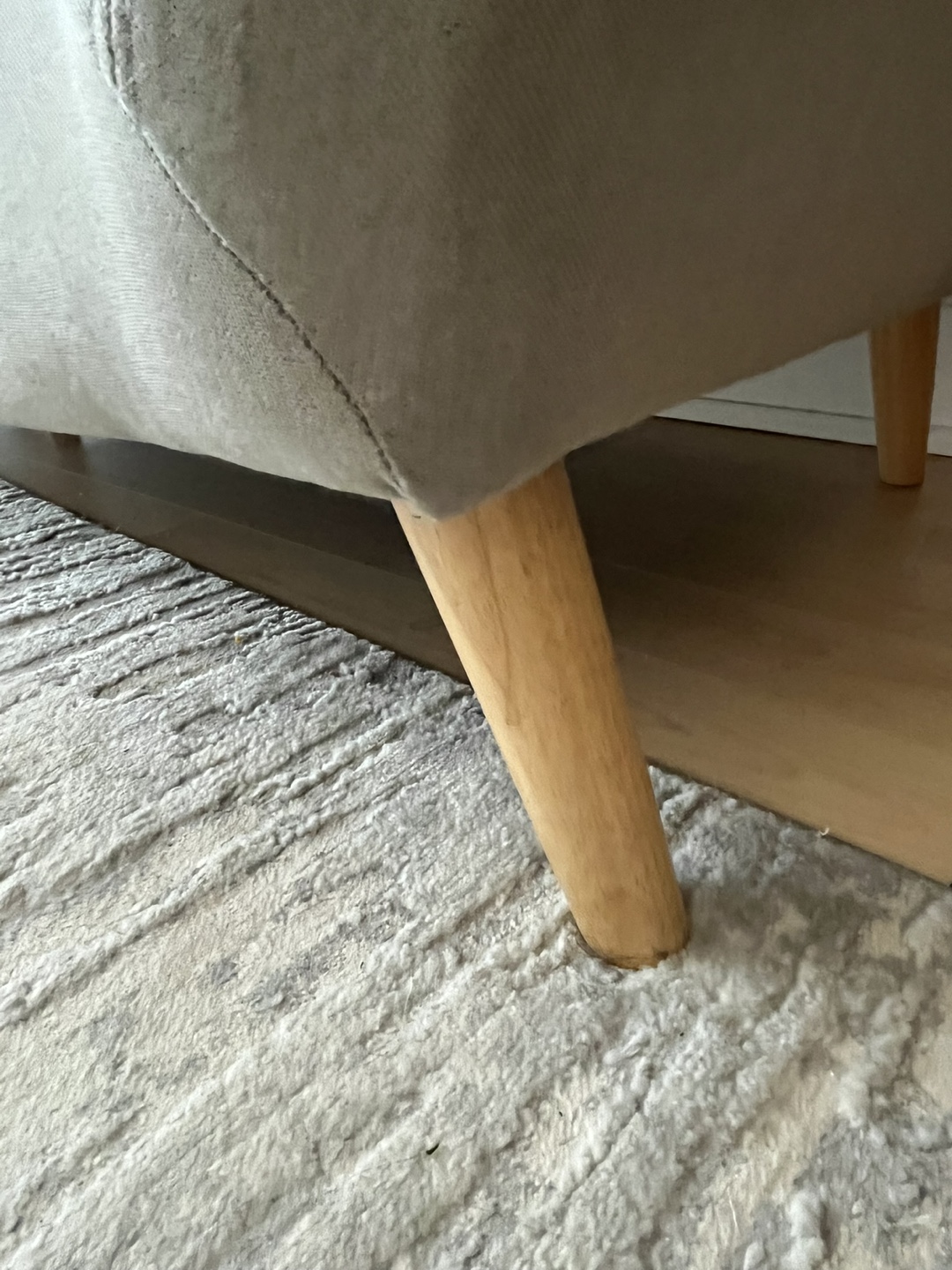 Light Grey Three-Seater Sofa with Wooden Legs - photo 3