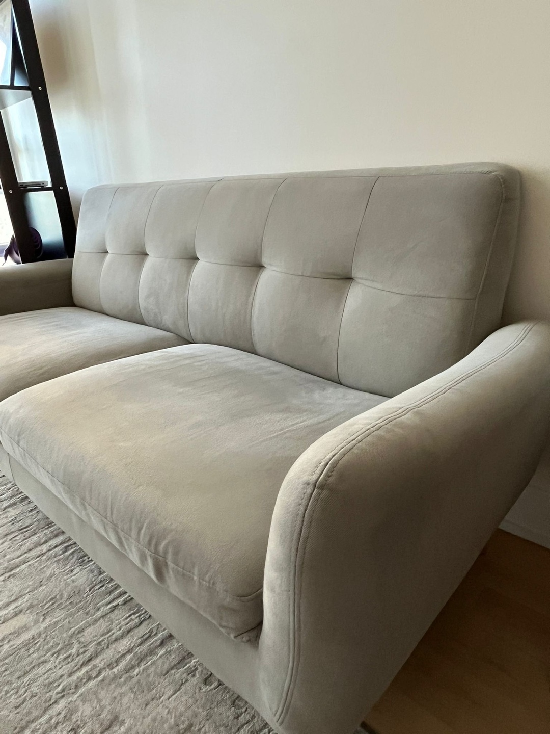 Light Grey Three-Seater Sofa with Wooden Legs - photo 2