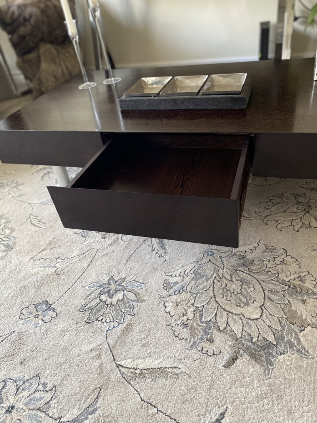 Modern Dark Brown Coffee Table with Drawers - photo 3