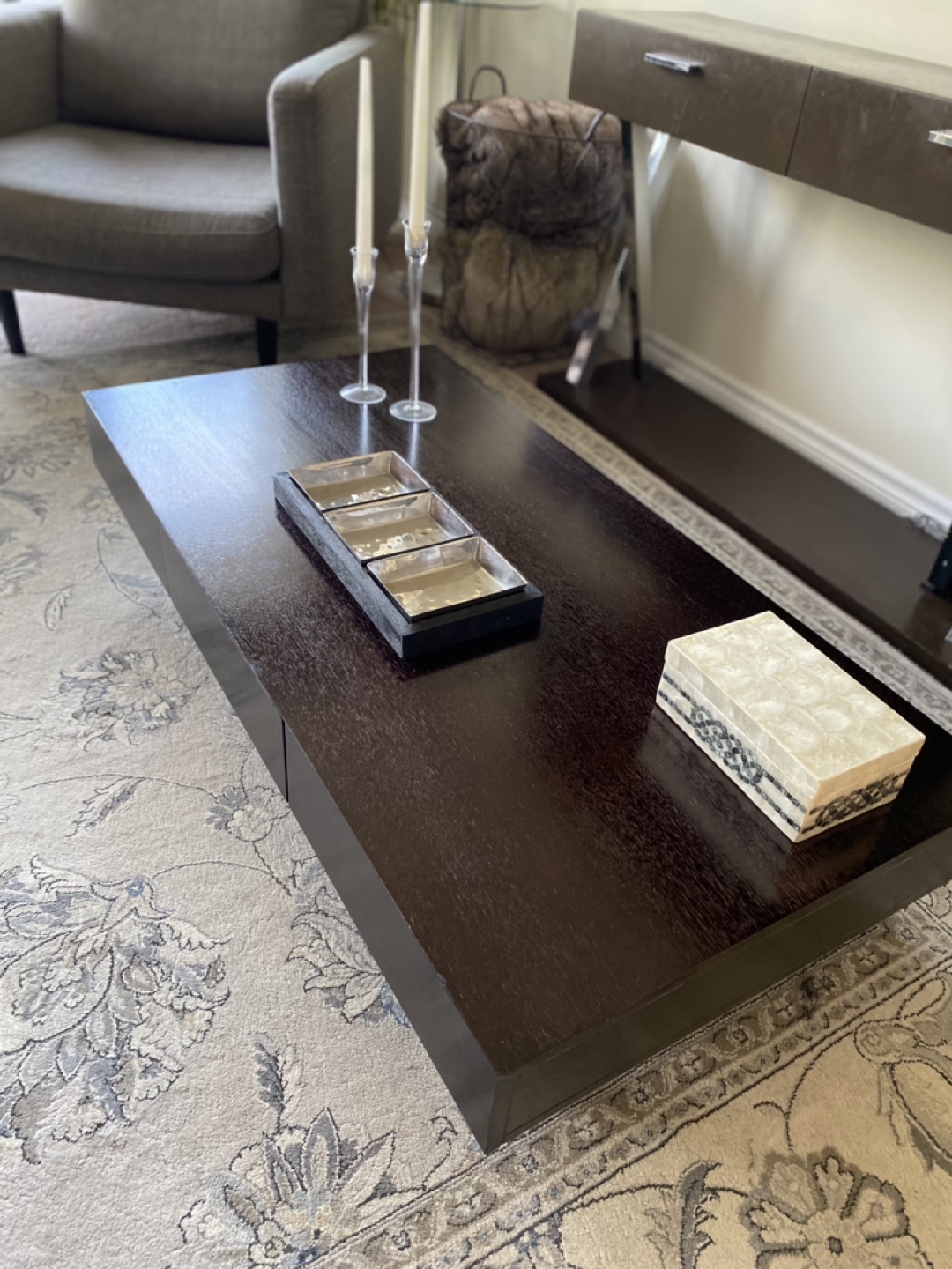 Modern Dark Brown Coffee Table with Drawers - photo 2