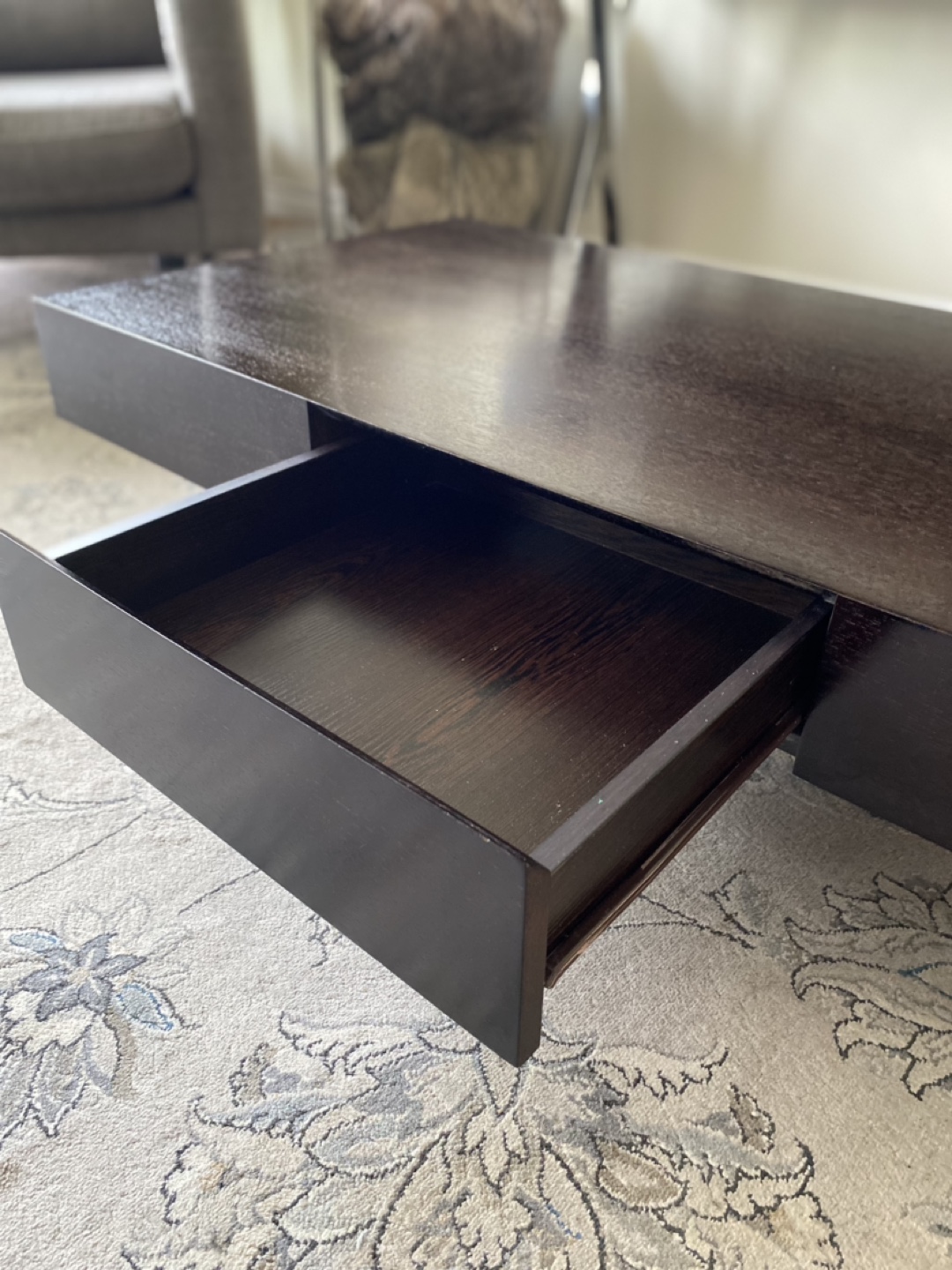 Modern Dark Brown Coffee Table with Drawers - photo 4