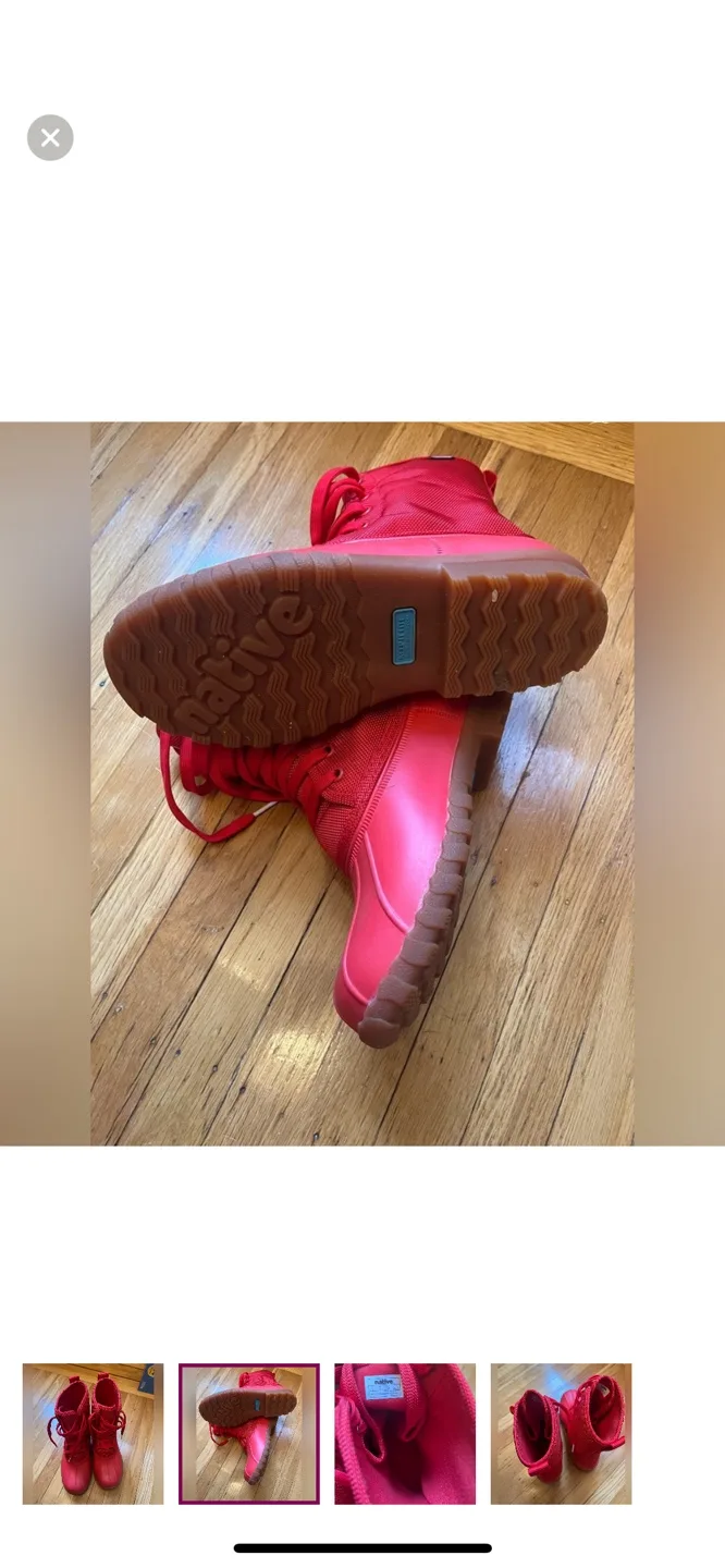 Native  Red Lace-Up Rain Boots - M5/W7 image indicator(2)