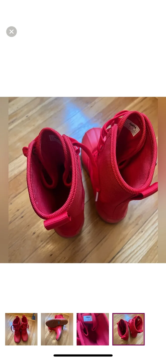 Native  Red Lace-Up Rain Boots - M5/W7 image indicator(4)