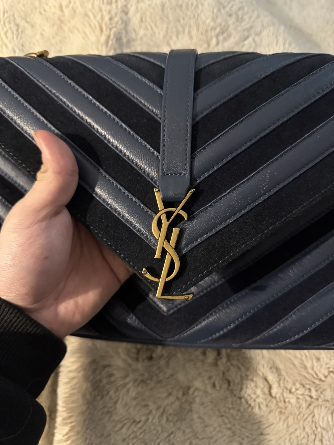 Yves Saint Laurent College Chain Bag - Navy Blue - photo 2