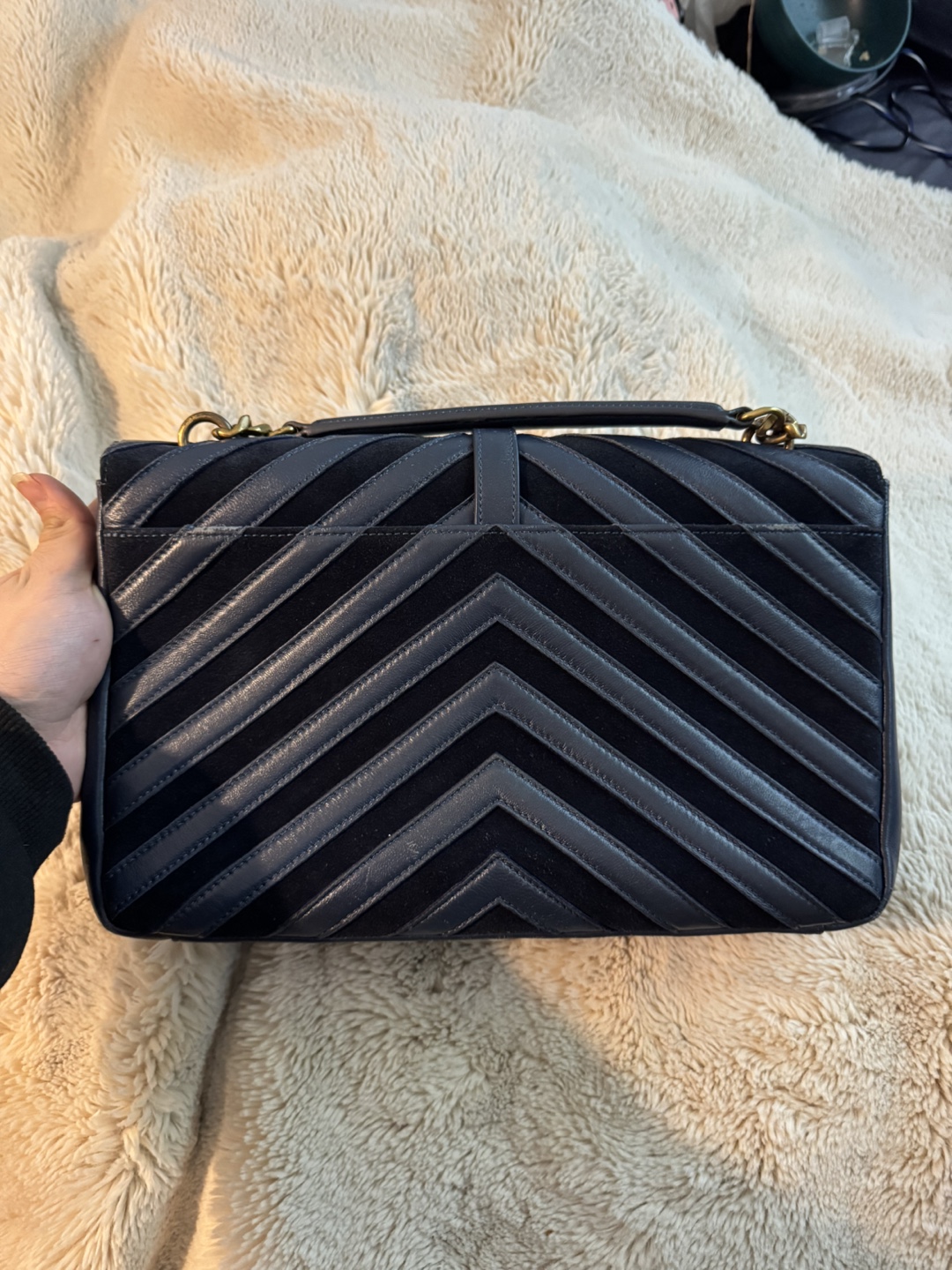 Yves Saint Laurent College Chain Bag - Navy Blue - photo 5
