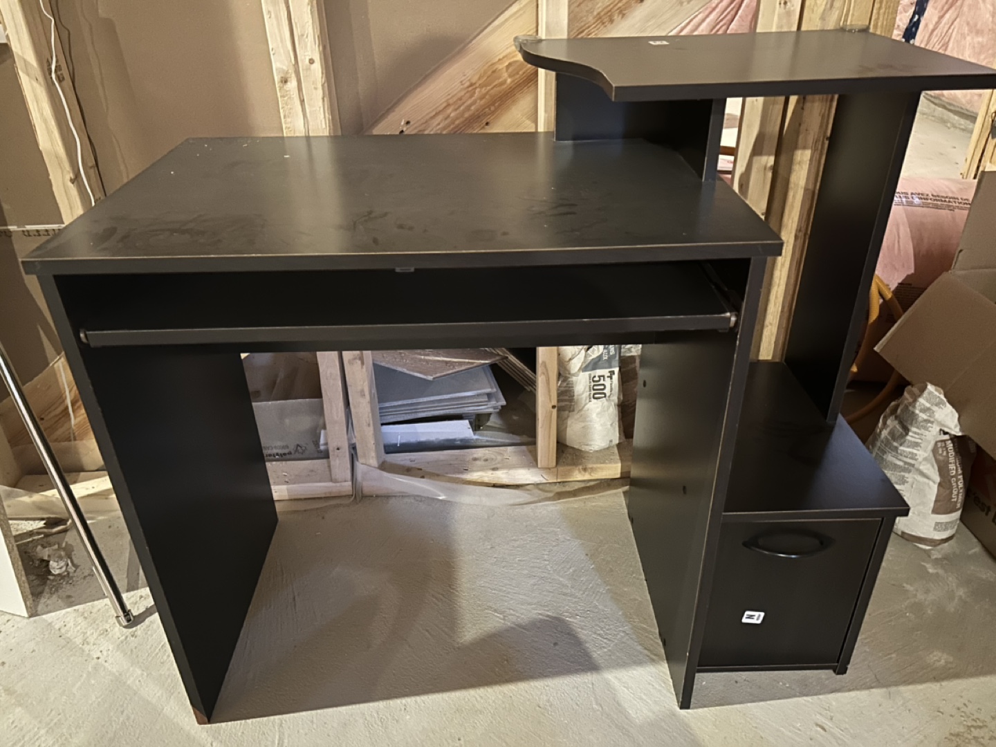 MUST SELL :Black Computer Desk with Keyboard Tray and Storage